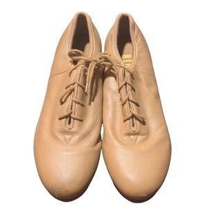 Bloch Tap Shoes Womens 6.5 N Tan‎ Leather Lace Up Shockwave Professional Dance